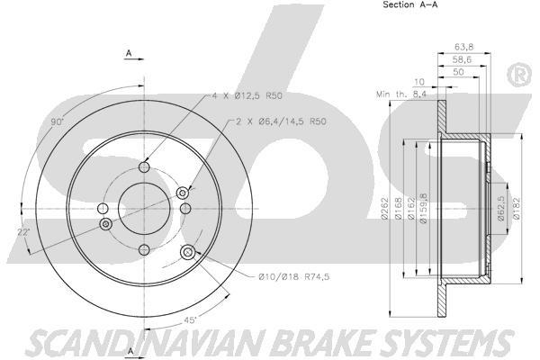 SBS 1815313430 Rear brake disc, non-ventilated 1815313430: Buy near me in Poland at 2407.PL - Good price!