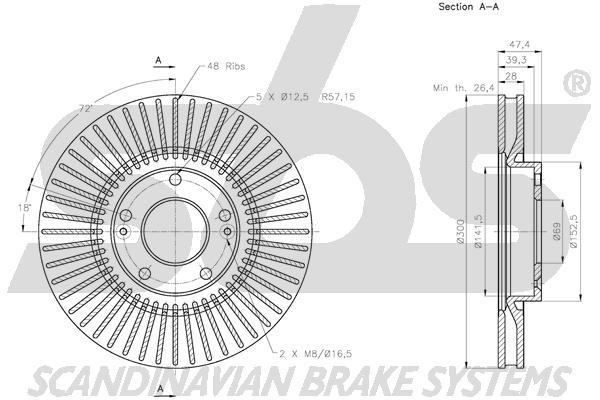 SBS 1815313433 Front brake disc ventilated 1815313433: Buy near me in Poland at 2407.PL - Good price!