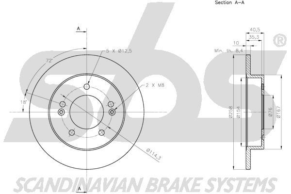SBS 1815313533 Rear brake disc, non-ventilated 1815313533: Buy near me in Poland at 2407.PL - Good price!