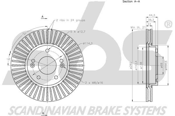 SBS 1815313538 Front brake disc ventilated 1815313538: Buy near me in Poland at 2407.PL - Good price!