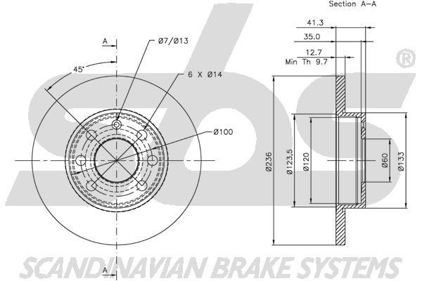 SBS 1815313606 Unventilated front brake disc 1815313606: Buy near me at 2407.PL in Poland at an Affordable price!