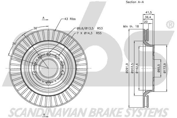 SBS 1815313650 Rear ventilated brake disc 1815313650: Buy near me in Poland at 2407.PL - Good price!