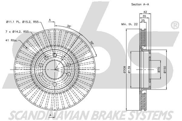 SBS 1815313654 Front brake disc ventilated 1815313654: Buy near me in Poland at 2407.PL - Good price!