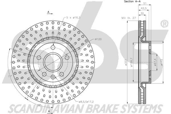 SBS 1815313671 Front brake disc ventilated 1815313671: Buy near me in Poland at 2407.PL - Good price!