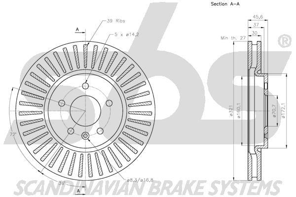 SBS 1815313675 Front brake disc ventilated 1815313675: Buy near me in Poland at 2407.PL - Good price!