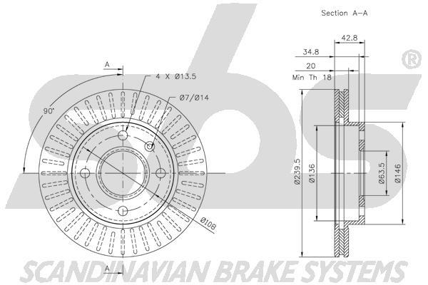 SBS 1815312528 Front brake disc ventilated 1815312528: Buy near me in Poland at 2407.PL - Good price!