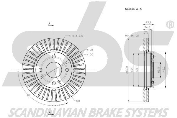 SBS 1815312580 Front brake disc ventilated 1815312580: Buy near me in Poland at 2407.PL - Good price!