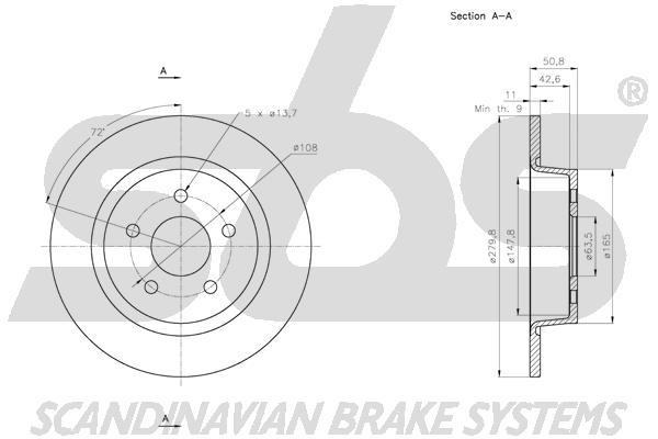 SBS 1815312583 Rear brake disc, non-ventilated 1815312583: Buy near me in Poland at 2407.PL - Good price!