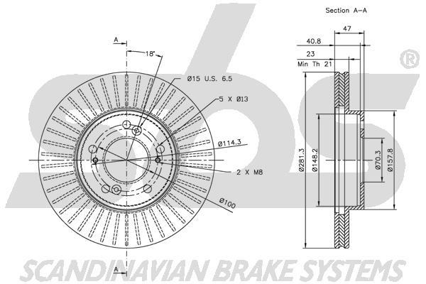 SBS 1815312622 Front brake disc ventilated 1815312622: Buy near me in Poland at 2407.PL - Good price!