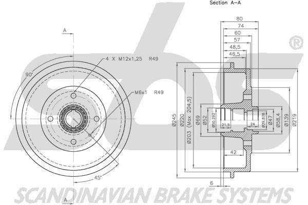 SBS 1825251002 Brake drum 1825251002: Buy near me in Poland at 2407.PL - Good price!