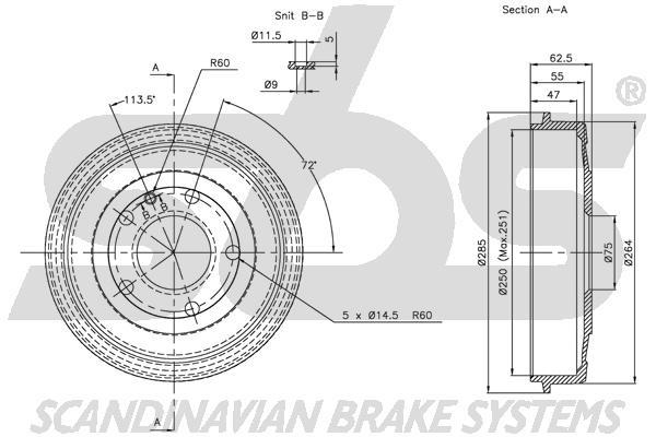 SBS 1825251504 Rear brake drum 1825251504: Buy near me in Poland at 2407.PL - Good price!