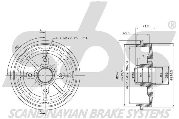 SBS 1825251905 Rear brake drum 1825251905: Buy near me in Poland at 2407.PL - Good price!