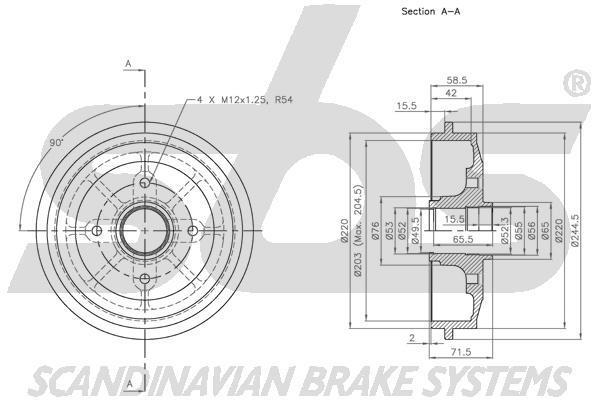 SBS 1825251907 Rear brake drum 1825251907: Buy near me in Poland at 2407.PL - Good price!