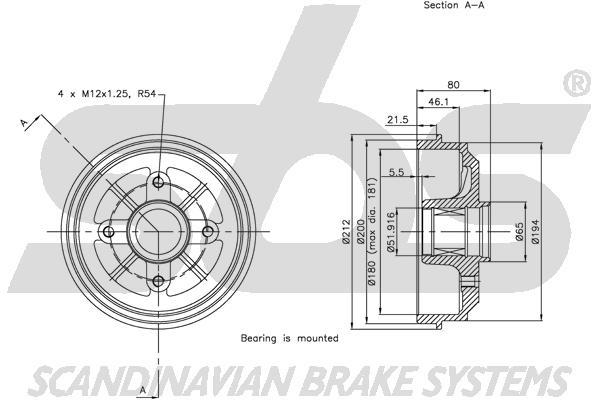 SBS 1825251909 Brake drum with wheel bearing, assy 1825251909: Buy near me in Poland at 2407.PL - Good price!