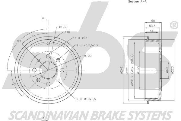 SBS 1825252320 Rear brake drum 1825252320: Buy near me in Poland at 2407.PL - Good price!