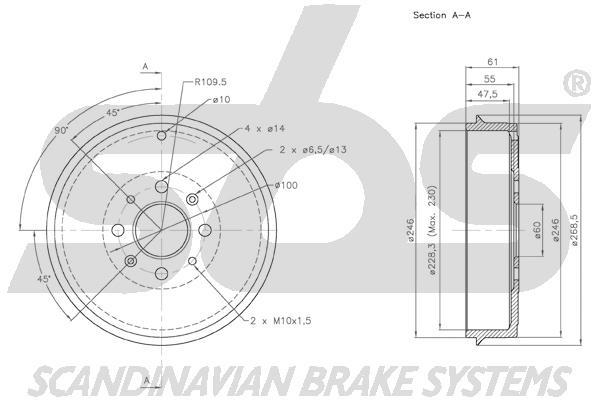 SBS 1825252321 Rear brake drum 1825252321: Buy near me in Poland at 2407.PL - Good price!