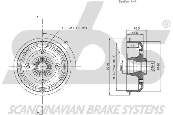 SBS 1825252510 Rear brake drum 1825252510: Buy near me in Poland at 2407.PL - Good price!