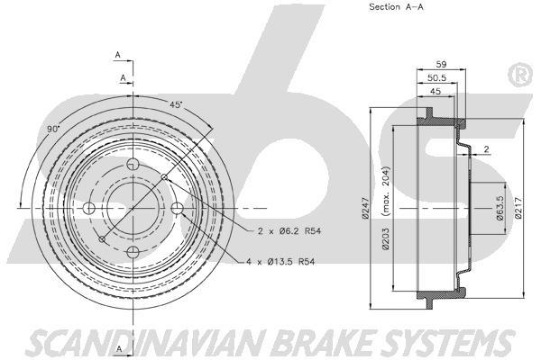 SBS 1825252516 Rear brake drum 1825252516: Buy near me in Poland at 2407.PL - Good price!