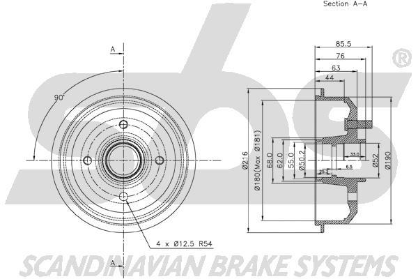 SBS 1825252526 Rear brake drum 1825252526: Buy near me in Poland at 2407.PL - Good price!