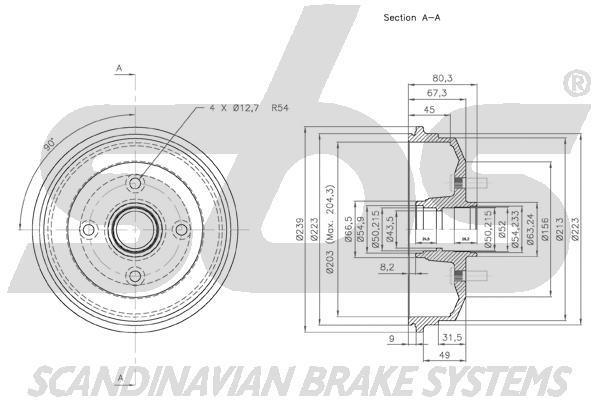 SBS 1825252531 Rear brake drum 1825252531: Buy near me in Poland at 2407.PL - Good price!