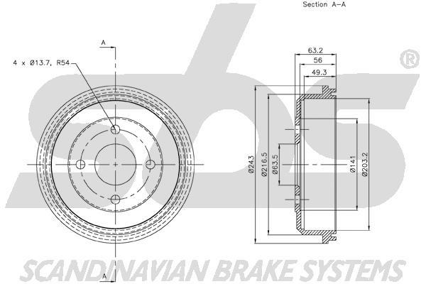SBS 1825252532 Rear brake drum 1825252532: Buy near me in Poland at 2407.PL - Good price!