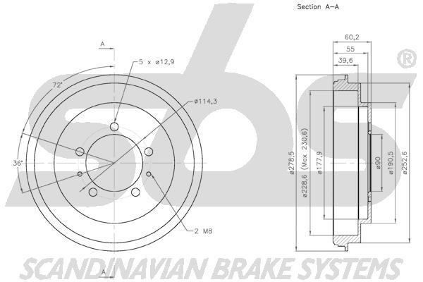 SBS 1825253013 Rear brake drum 1825253013: Buy near me in Poland at 2407.PL - Good price!