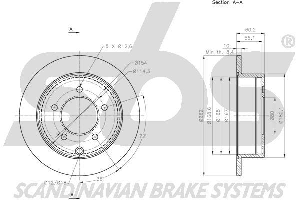 SBS 1815313058 Rear brake disc, non-ventilated 1815313058: Buy near me in Poland at 2407.PL - Good price!