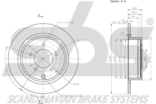 SBS 1815313083 Rear brake disc, non-ventilated 1815313083: Buy near me in Poland at 2407.PL - Good price!
