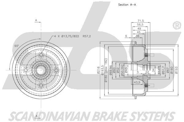 SBS 1825253403 Rear brake drum 1825253403: Buy near me in Poland at 2407.PL - Good price!