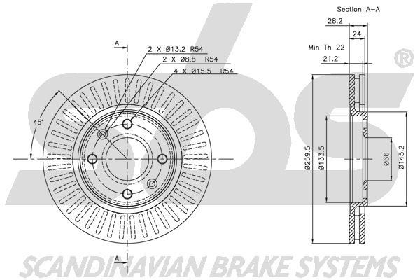 SBS 1815313719 Front brake disc ventilated 1815313719: Buy near me in Poland at 2407.PL - Good price!