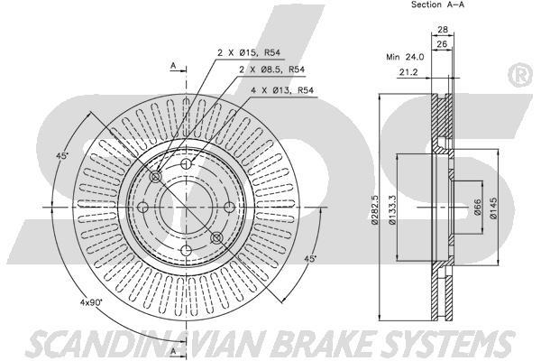 SBS 1815313720 Front brake disc ventilated 1815313720: Buy near me in Poland at 2407.PL - Good price!