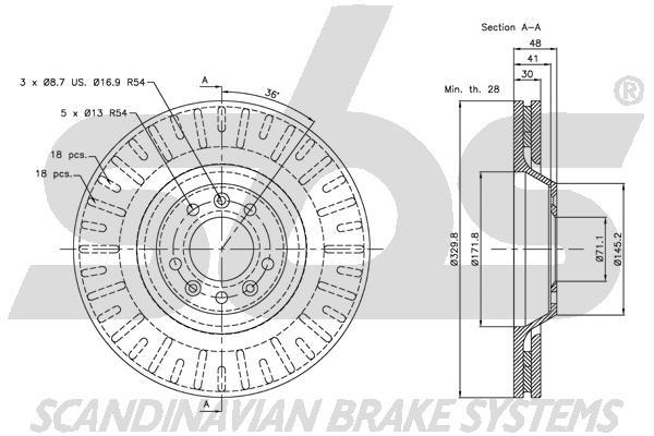 SBS 1815313728 Front brake disc ventilated 1815313728: Buy near me in Poland at 2407.PL - Good price!