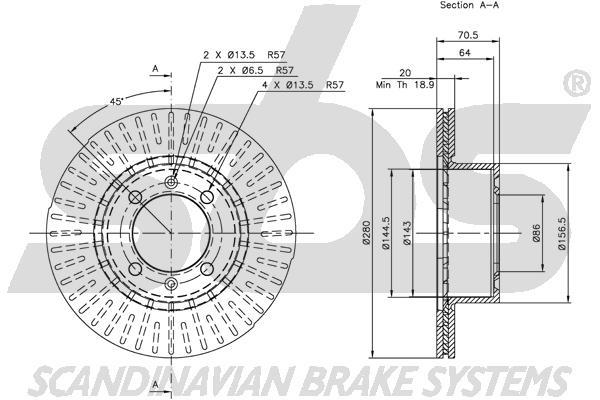SBS 1815204109 Front brake disc ventilated 1815204109: Buy near me in Poland at 2407.PL - Good price!