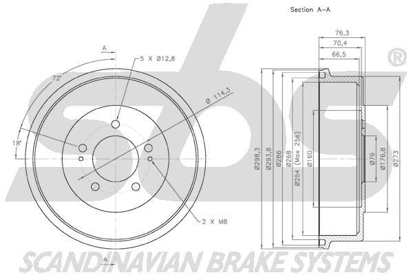 SBS 1825253411 Rear brake drum 1825253411: Buy near me in Poland at 2407.PL - Good price!
