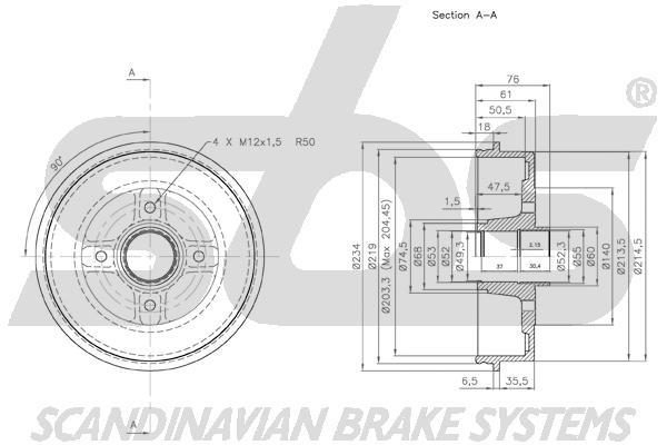 SBS 1825253908 Rear brake drum 1825253908: Buy near me in Poland at 2407.PL - Good price!