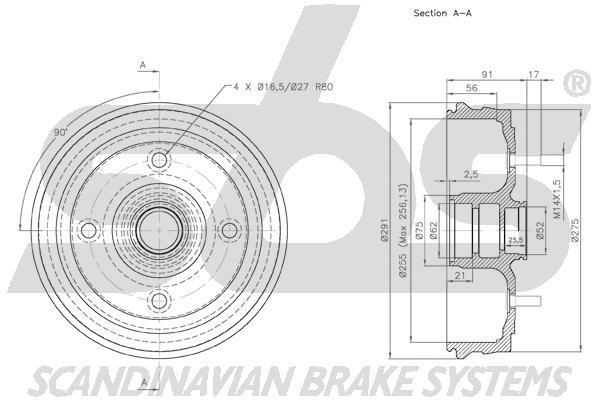 SBS 1825253918 Rear brake drum 1825253918: Buy near me in Poland at 2407.PL - Good price!