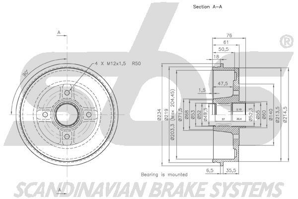 SBS 1825253921 Brake drum with wheel bearing, assy 1825253921: Buy near me in Poland at 2407.PL - Good price!