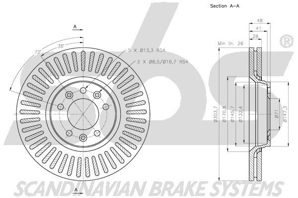 SBS 1815313734 Front brake disc ventilated 1815313734: Buy near me in Poland at 2407.PL - Good price!