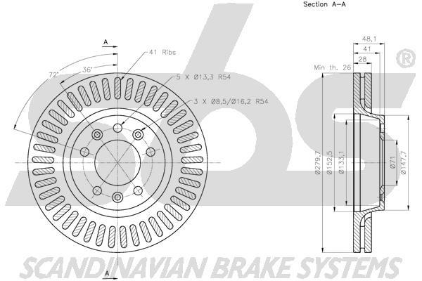 SBS 1815313735 Front brake disc ventilated 1815313735: Buy near me at 2407.PL in Poland at an Affordable price!