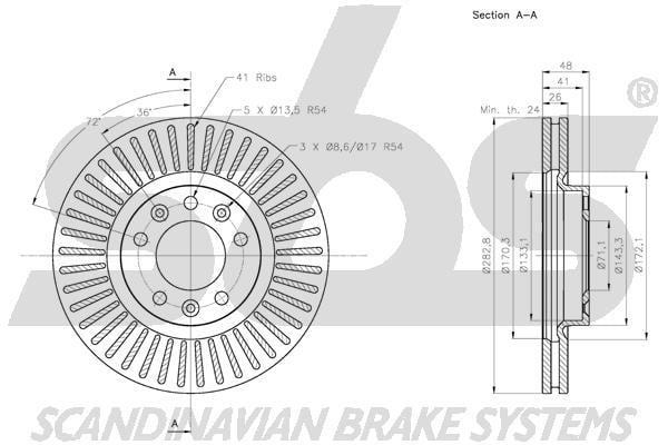 SBS 1815313741 Front brake disc ventilated 1815313741: Buy near me in Poland at 2407.PL - Good price!