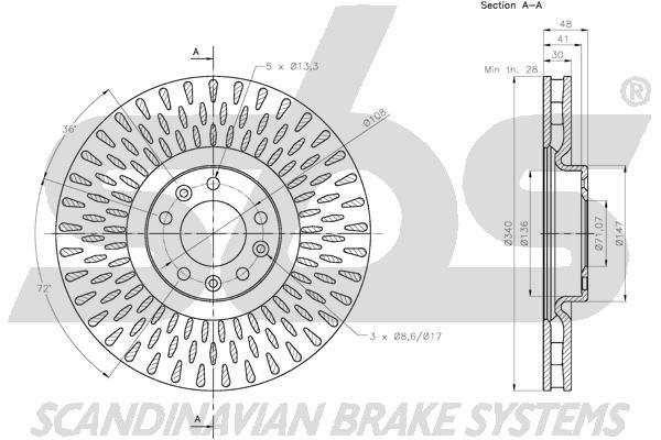 SBS 1815313745 Front brake disc ventilated 1815313745: Buy near me in Poland at 2407.PL - Good price!