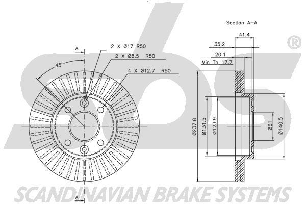 SBS 1815313909 Front brake disc ventilated 1815313909: Buy near me in Poland at 2407.PL - Good price!