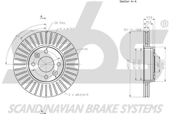 SBS 1815313992 Front brake disc ventilated 1815313992: Buy near me in Poland at 2407.PL - Good price!