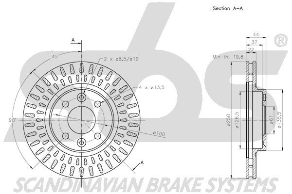 SBS 1815313996 Front brake disc ventilated 1815313996: Buy near me in Poland at 2407.PL - Good price!