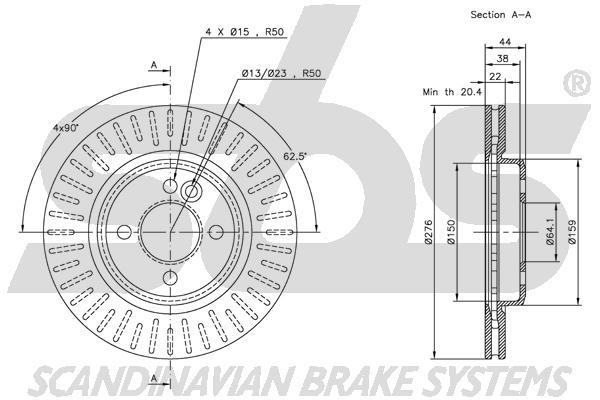 SBS 1815314016 Front brake disc ventilated 1815314016: Buy near me in Poland at 2407.PL - Good price!