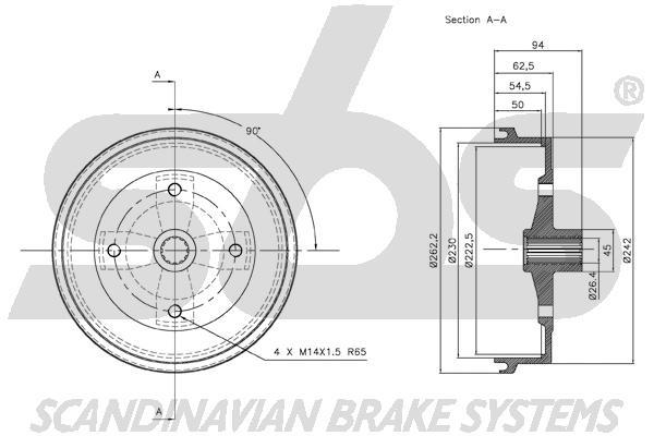 SBS 1825254704 Rear brake drum 1825254704: Buy near me in Poland at 2407.PL - Good price!