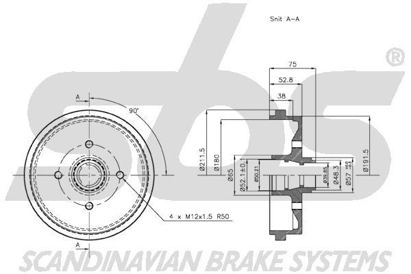 SBS 1825254708 Rear brake drum 1825254708: Buy near me in Poland at 2407.PL - Good price!