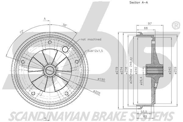 SBS 1825254718 Rear brake drum 1825254718: Buy near me in Poland at 2407.PL - Good price!