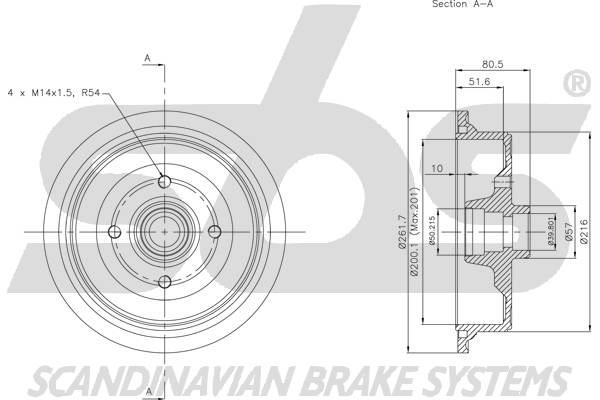 SBS 1825254720 Rear brake drum 1825254720: Buy near me in Poland at 2407.PL - Good price!