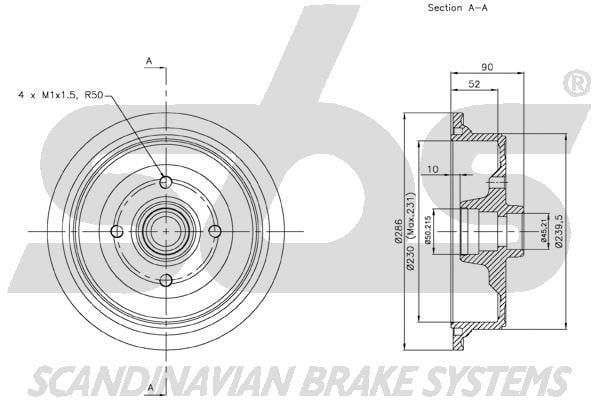 SBS 1825254726 Rear brake drum 1825254726: Buy near me in Poland at 2407.PL - Good price!